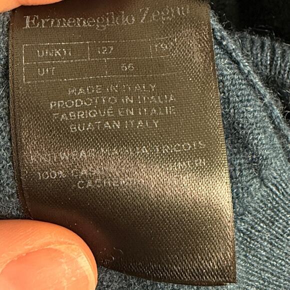 Ermenegildo Zegna Navy Premium Cashmere Fisherman's Sweater 1/4 Zip $1295 - Picture 8 of 9